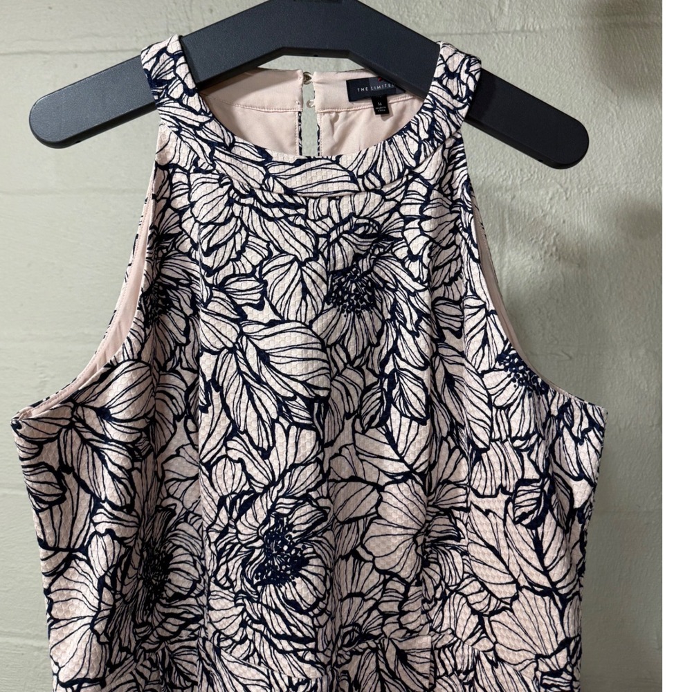 The Limited Floral Fit & Flare Dress Size 16 Pink Navy Sleeveless Pockets NWT - Picture 5 of 13